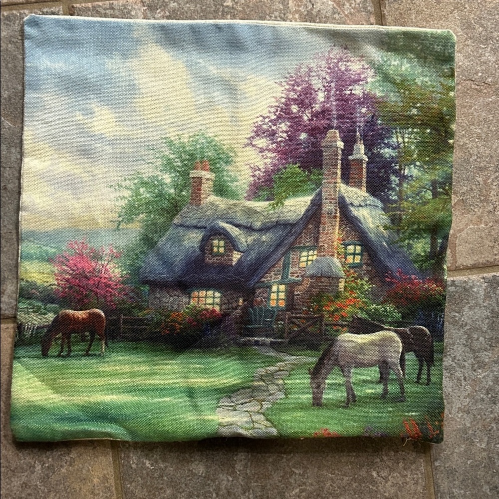 Scenic Cottage Tapestry Pillow Cover